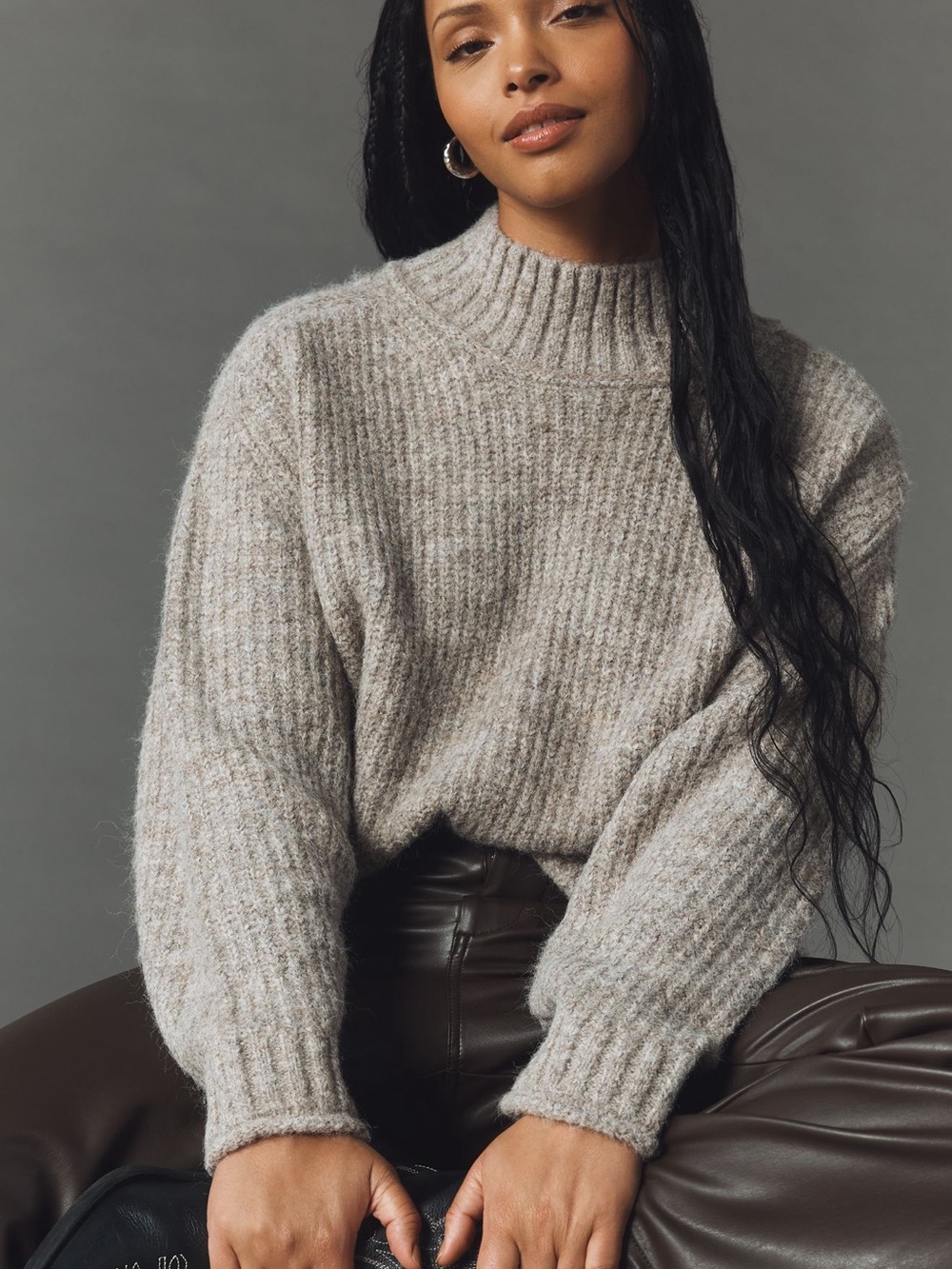 Anthropologie Dawn mock neck chunky sweater